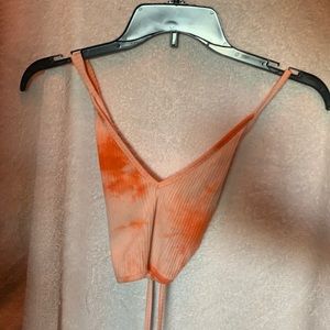 very cropped pink tie dye tank top